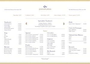 Annapurna Menu